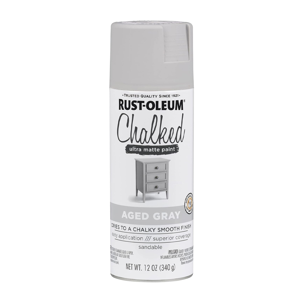 Rust-Oleum 302592 Chalked Ultra Matte Spray Paint, 12 Ounce Aged Gray